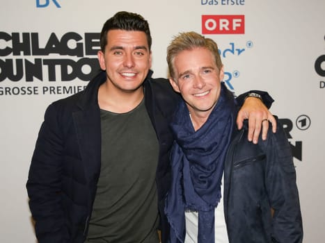 Singer Jan Smit and singer Christoff ( both from Klubbb 3) on the Red Carpet for the ARD TV show Schlager Countdown in Oldenburg on 25.03.2017