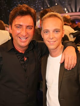 Singer Freddy März from duo Fantasy with son singer Sandro after the ARD TV show Schlager Countdown in Oldenburg on 25.03.2017
