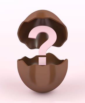 Broken chocolate egg with a unknown surprise inside