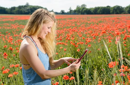 young woman with digital tablet