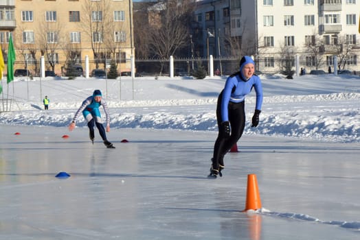 Skating. Training for riding on skates on the ice.