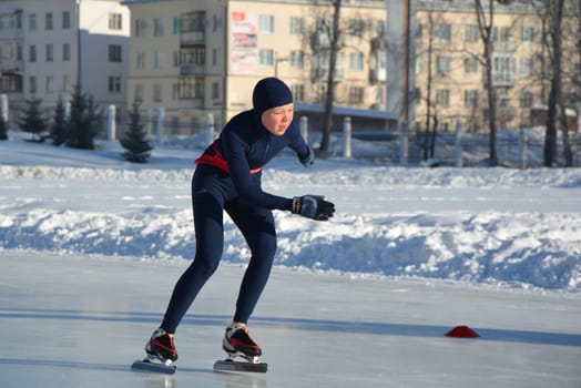 Skating. Training for riding on skates on the ice.