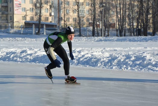 Skating. Training for riding on skates on the ice.