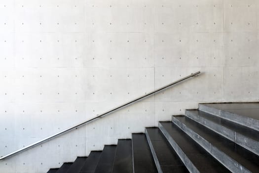Details of railing and stairs of a modern building