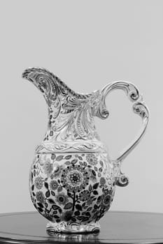 vase jar flowers  porcelain decoration details black white