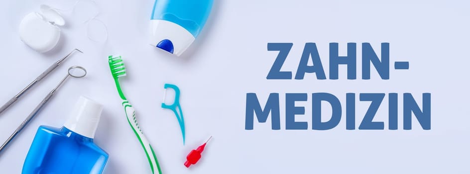 Dental care products on a bright background - Dentistry