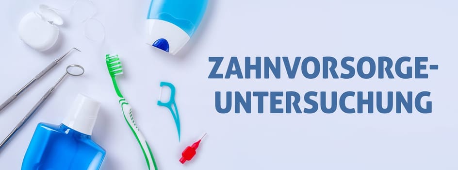 Dental care products on a bright background - Dental check-up