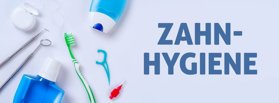 Dental care products on a bright background - Dental hygiene