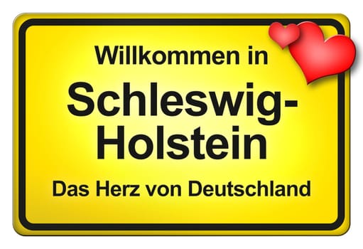 A yellow entrance sign with friendly welcome - Greetings