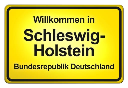 A yellow entrance sign with friendly welcome - Greetings