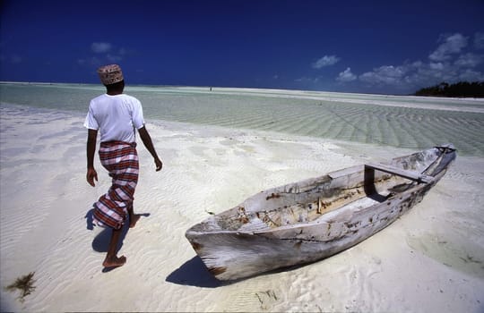The dream beach of Michamvi at Chwaka Bay on the east coast on the island of Zanzibar,which is part of Tanzania.
