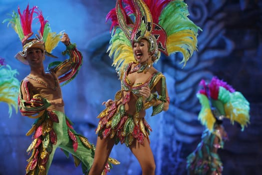 the carneval in the city of Las Palmas on the Island Gran Canary on the Canary Island of Spain in the Atlantic Ocean.
