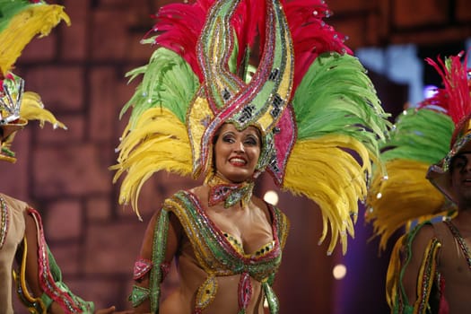 the carneval in the city of Las Palmas on the Island Gran Canary on the Canary Island of Spain in the Atlantic Ocean.