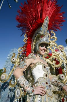 the carneval in the city of Las Palmas on the Island Gran Canary on the Canary Island of Spain in the Atlantic Ocean.