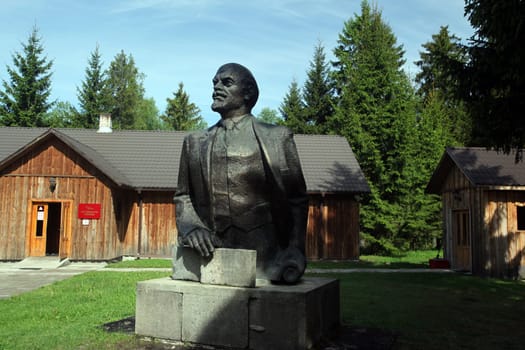 The historic Grutapark with old statues of Lenin and Stalin near the town of Druskininkai in the south of Vilnius and the Baltic State of Lithuania