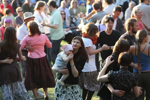 a Summer Festival in a Parc in the old City of Vilnius in the Baltic State of Lithuania