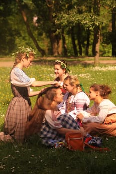a Summer Festival in a Parc in the old City of Vilnius in the Baltic State of Lithuania