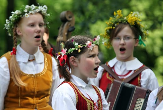 a Summer Festival in a Parc in the old City of Vilnius in the Baltic State of Lithuania