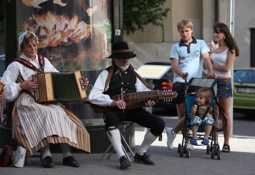 a Summer Festival in a Parc in the old City of Vilnius in the Baltic State of Lithuania