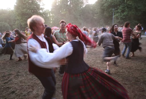 a Summer Festival in a Parc in the old City of Vilnius in the Baltic State of Lithuania