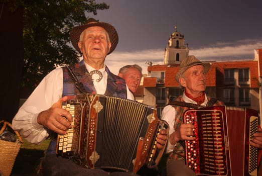 a Summer Festival in a Parc in the old City of Vilnius in the Baltic State of Lithuania