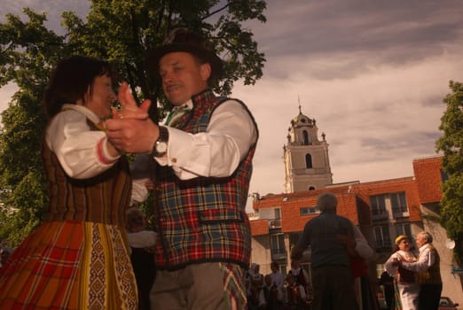 a Summer Festival in a Parc in the old City of Vilnius in the Baltic State of Lithuania