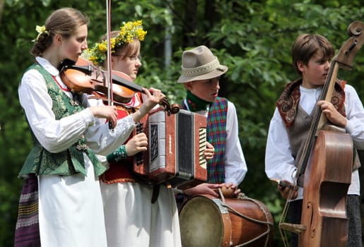 a Summer Festival in a Parc in the old City of Vilnius in the Baltic State of Lithuania