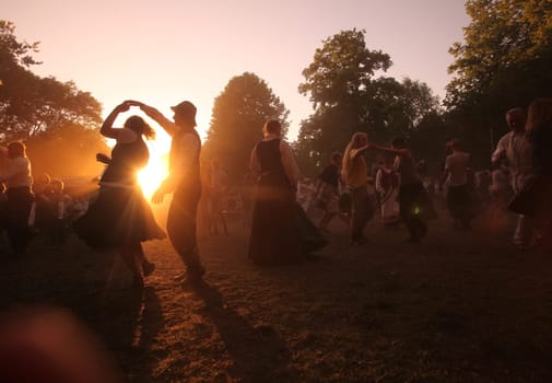 a Summer Festival in a Parc in the old City of Vilnius in the Baltic State of Lithuania