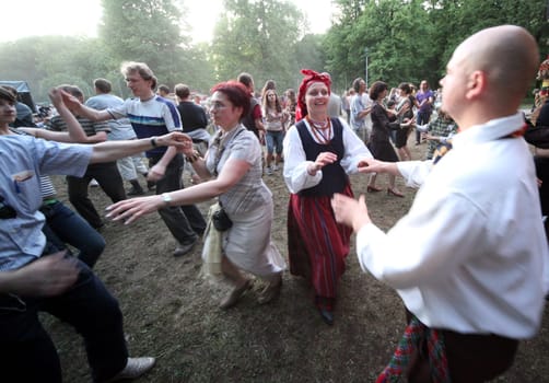 a Summer Festival in a Parc in the old City of Vilnius in the Baltic State of Lithuania