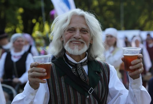 a Summer Festival in a Parc in the old City of Vilnius in the Baltic State of Lithuania