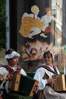 a Summer Festival in a Parc in the old City of Vilnius in the Baltic State of Lithuania