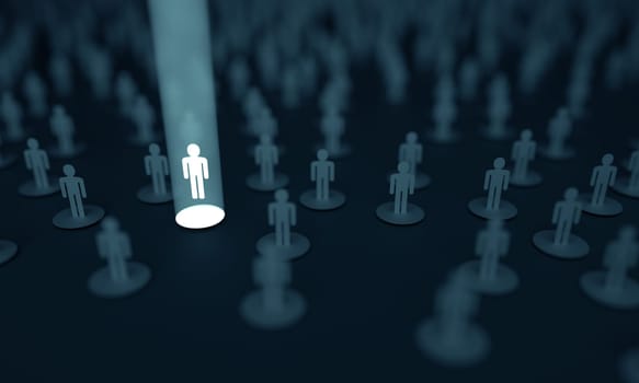 3D illustration. Conceptual image of choosing one person among several.