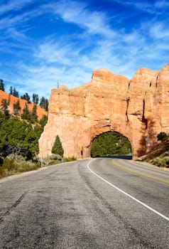 famous tunnel in the rock iacross the road n utah