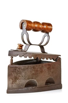 Old Smoothing Iron Over The White Background