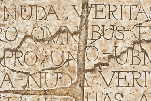 Background of an Old Cracked Wall  with Latin Inscriptions