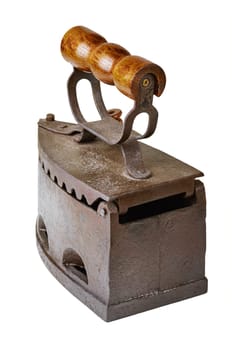 Old Smoothing Iron Over The White Background