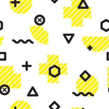 Vector geometric seamless pattern. Universal Repeating abstract circles figure in black white yellow. Modern halftone circle design, pointillism
