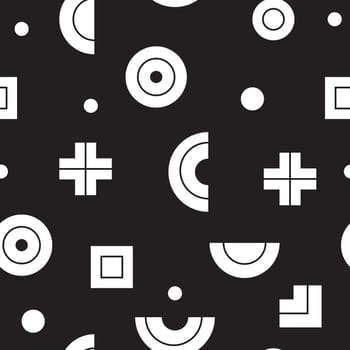 Vector geometric seamless pattern. Universal Repeating abstract circles figure in black white. Modern halftone circle design, pointillism
