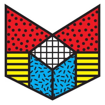 Vector sticker and patch in 90s 80s styles on white background. Simple abstract illustration for printing, badges, web email graphic, minimal design elements