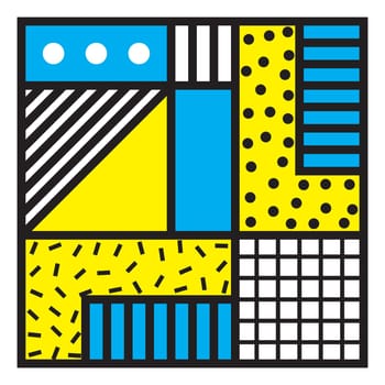Vector sticker and patch in 90s 80s styles on white background. Simple abstract illustration for printing, badges, web email graphic, minimal design elements