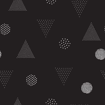 Vector geometric seamless pattern. Universal Repeating abstract circles figure in black white. Modern halftone circle design, pointillism