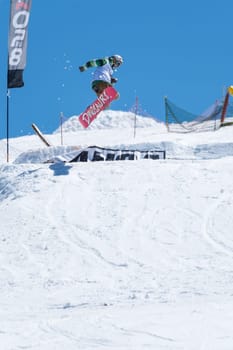 COVILHA, PORTUGAL - APRIL 2, 2017:  Guilherme Lopes during the National Snowboard  Championships at Serra da Estrela, Covilha, Portugal.
