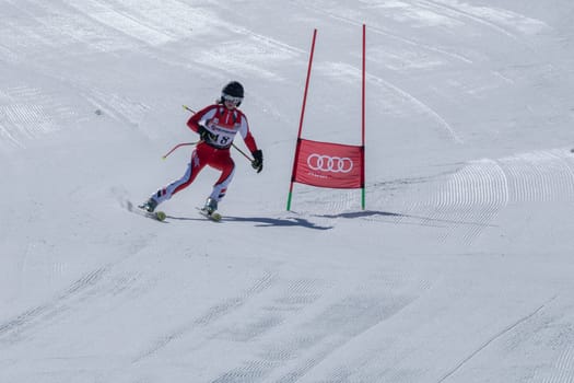 COVILHA, PORTUGAL - APRIL 2, 2017: Diana Baptista during the National Ski  Championships at Serra da Estrela, Covilha, Portugal.