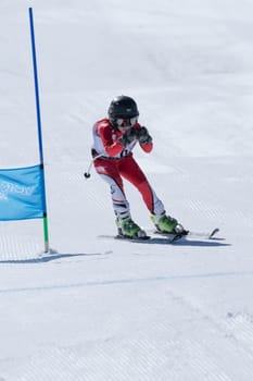 COVILHA, PORTUGAL - APRIL 2, 2017:  Gustavo Tavares during the National Ski  Championships at Serra da Estrela, Covilha, Portugal.