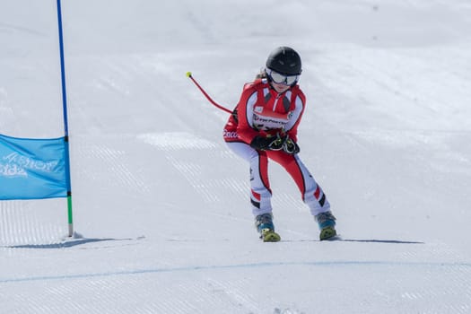 COVILHA, PORTUGAL - APRIL 2, 2017: Diana Baptista during the National Ski  Championships at Serra da Estrela, Covilha, Portugal.