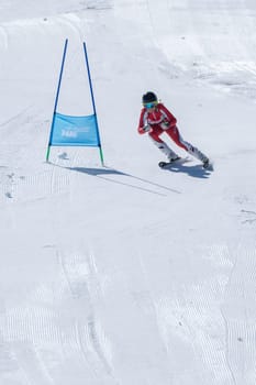 COVILHA, PORTUGAL - APRIL 2, 2017:  Marta Carvalho during the National Ski  Championships at Serra da Estrela, Covilha, Portugal.