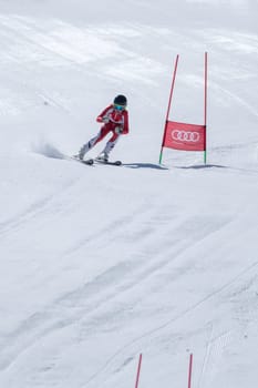 COVILHA, PORTUGAL - APRIL 2, 2017:  Marta Carvalho during the National Ski  Championships at Serra da Estrela, Covilha, Portugal.