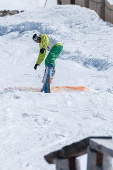COVILHA, PORTUGAL - APRIL 2, 2017:  Henrique Nunes during the National Snowboard  Championships at Serra da Estrela, Covilha, Portugal.