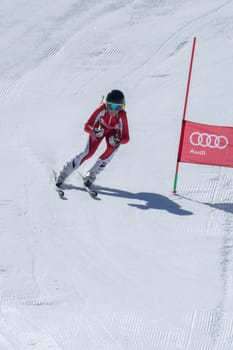 COVILHA, PORTUGAL - APRIL 2, 2017:  Marta Carvalho during the National Ski  Championships at Serra da Estrela, Covilha, Portugal.
