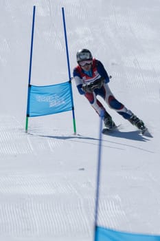 COVILHA, PORTUGAL - APRIL 2, 2017:  Mario Carvalho during the National Ski  Championships at Serra da Estrela, Covilha, Portugal.
